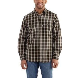 Carhartt 102214 Fort Plaid Long Sleeve Shirt 2XL Black Tan Gold Relaxed Fit